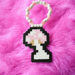 Mushroom Perler Kandi Bracelet - Light Pink